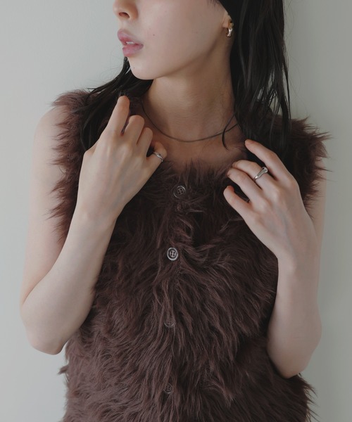 「LIAN」 ニットベスト FREE チャコールグレー レディース_画像8