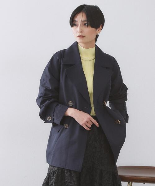 新品タグ付｜OPAQUE.CLIP NAVY 撥水トレンチコート 40 Lサイズ OPAQUE.CLIP（オペークドットクリップ） トレンチコート コート ミドル