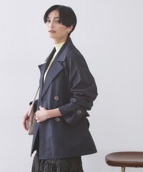 新品タグ付｜OPAQUE.CLIP NAVY 撥水トレンチコート 40 Lサイズ OPAQUE.CLIP（オペークドットクリップ） トレンチコート コート ミドル