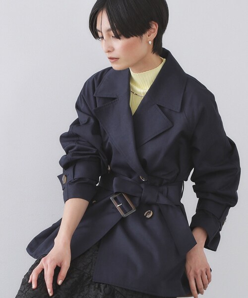 新品タグ付｜OPAQUE.CLIP NAVY 撥水トレンチコート 40 Lサイズ OPAQUE.CLIP（オペークドットクリップ） トレンチコート コート ミドル