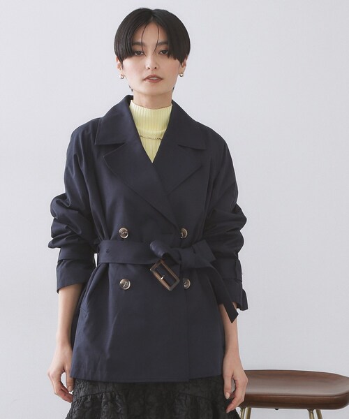 新品タグ付｜OPAQUE.CLIP NAVY 撥水トレンチコート 40 Lサイズ OPAQUE.CLIP（オペークドットクリップ） トレンチコート コート ミドル