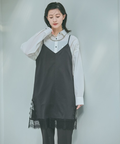 ストラ新品⭐️26年新作洗える❗️袖口リボンシャツセルロースブラウスカーディガン w closet（ダブルクローゼット）の「レースパイピングシャツ
