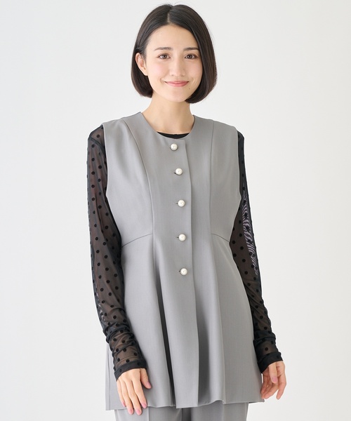 専用です新品未使用cafuné ノーカラー ベスト グレー　ジレ petit main LIEN ベスト ジレ 「フォーマル」ノーカラージレ