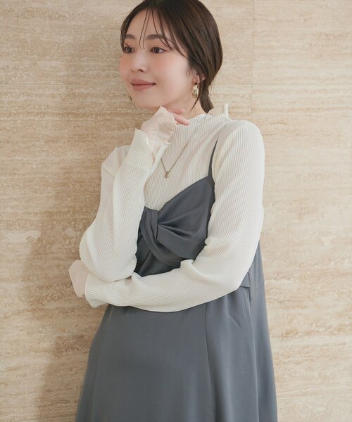 natural couture tシャツ 袖口シアープリーツTOPS レディース 