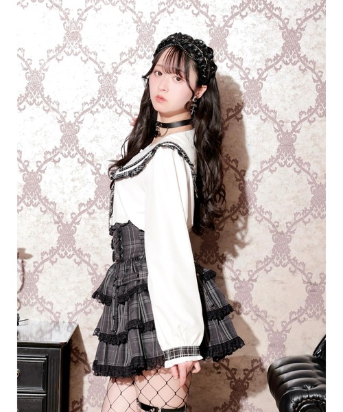 NOEMIE（ノエミー） ブラウス シャツ チェックフリルミニネクタイ