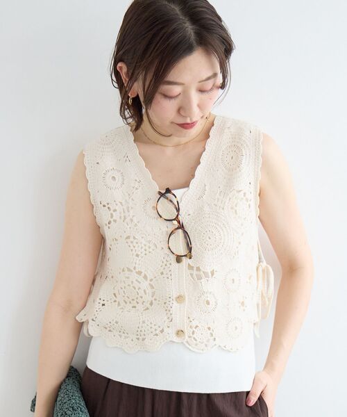 アンフォンテーヌ　レースビスチェ　ベスト　2点セット　フランス製　白 le.coeur blanc（ルクールブラン） ベスト ジレ TORRAZZO DONNA