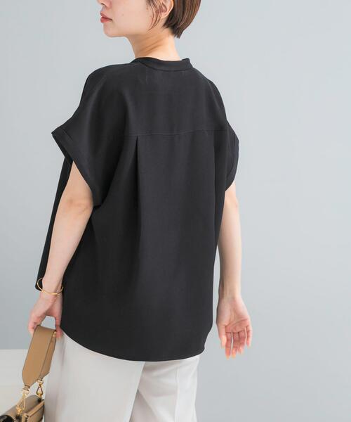 ブラウス シャツ 「セットアップ対応」 UVカット/接触冷感 バンドカラー プルオーバー レディースの画像