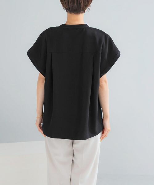 ブラウス シャツ 「セットアップ対応」 UVカット/接触冷感 バンドカラー プルオーバー レディースの画像