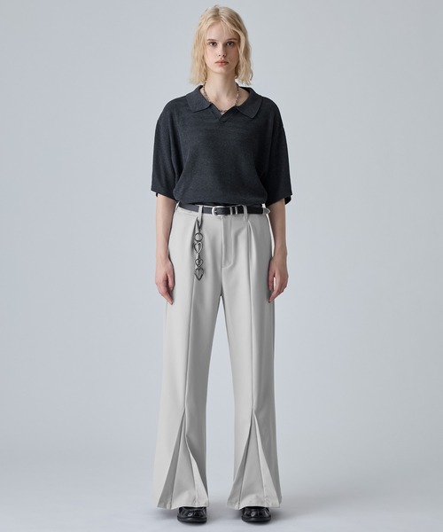 VELNUS スラックス 「VELNUS」Center Seam Draped Semi-Wide Flare