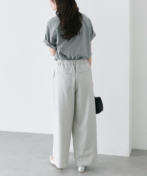 スラックス パンツ 接触冷感ストレートシルエットスラックスパンツ レディースの画像