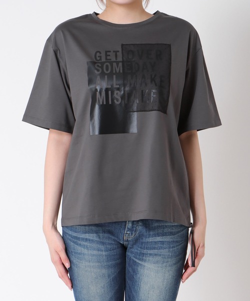 Jines（ジネス） tシャツ サイドファスナーロゴTシャツ レディース 