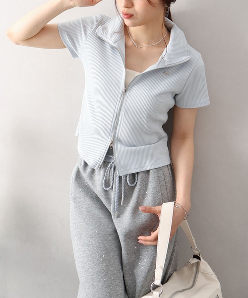 SpRay（スプレイ） カーディガン 半袖 プレート付 W ZIPショート
