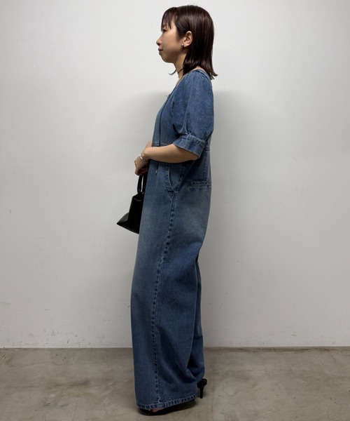 【LOUNGEDRESS】デニムオールインワン Loungedress（ラウンジドレス） オールインワン 「PUFRILL/パフリル