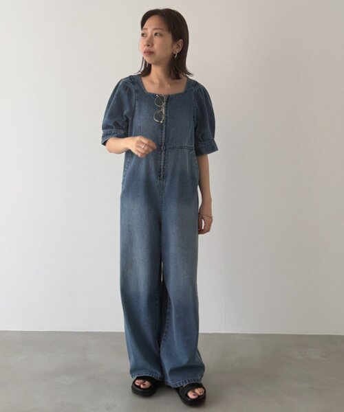 【LOUNGEDRESS】デニムオールインワン Loungedress（ラウンジドレス） オールインワン 「PUFRILL/パフリル