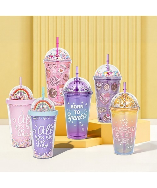 おもちゃ ストロー付きタンブラー（虹柄ピンク） : ZOZOTOWN Yahoo!店