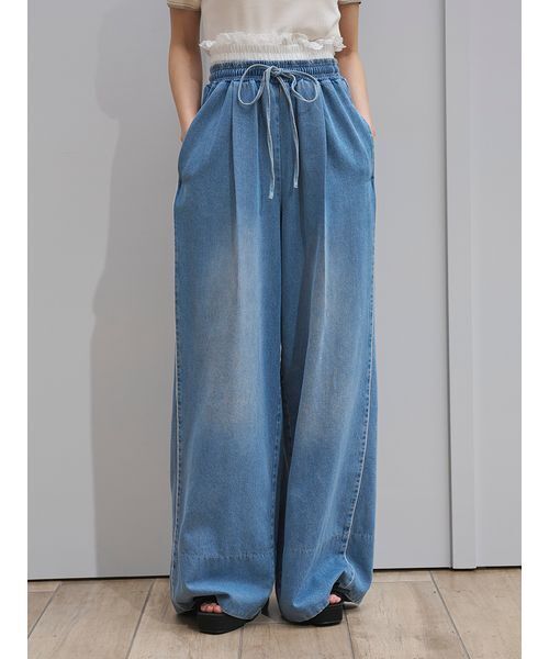 パンツ バリエウエストレイヤードパンツ レディースの画像