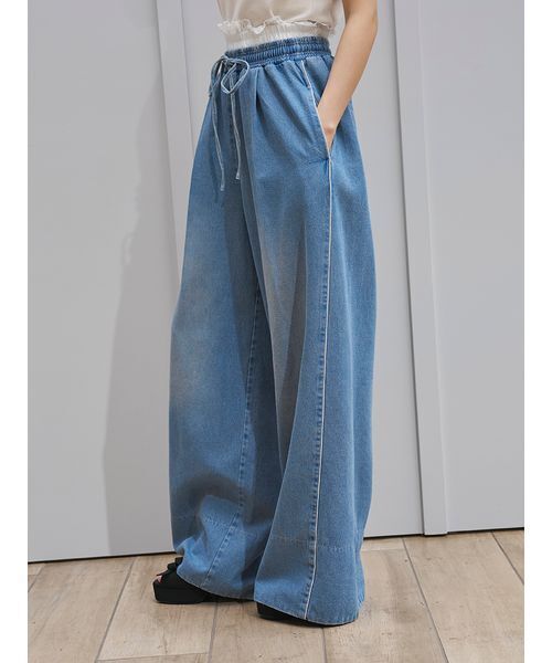 パンツ バリエウエストレイヤードパンツ レディースの画像