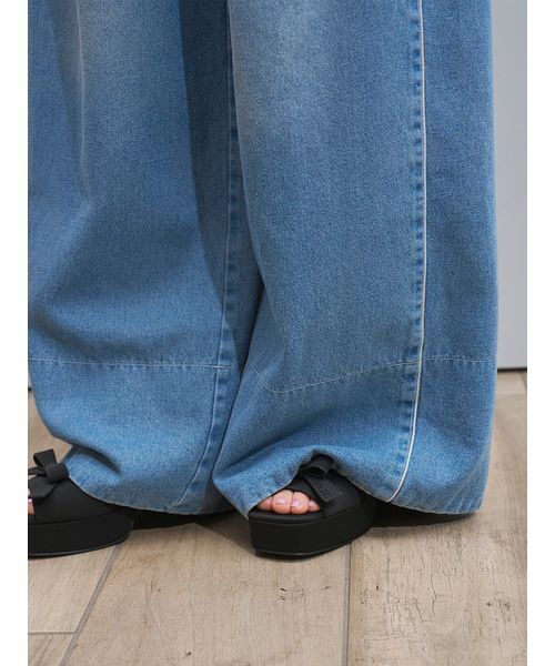 パンツ バリエウエストレイヤードパンツ レディースの画像