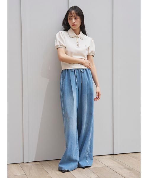 パンツ バリエウエストレイヤードパンツ レディースの画像