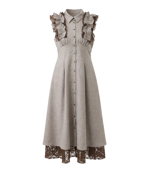 まロゼミューズRosé Muse Lace layered shirt Rose Muse（ロゼミューズ） シャツワンピース Lace layered shirt