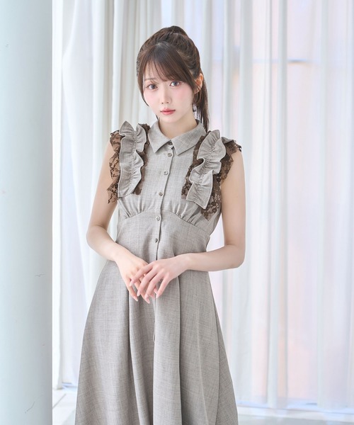 Rose Muse（ロゼミューズ） シャツワンピース Lace layered shirt