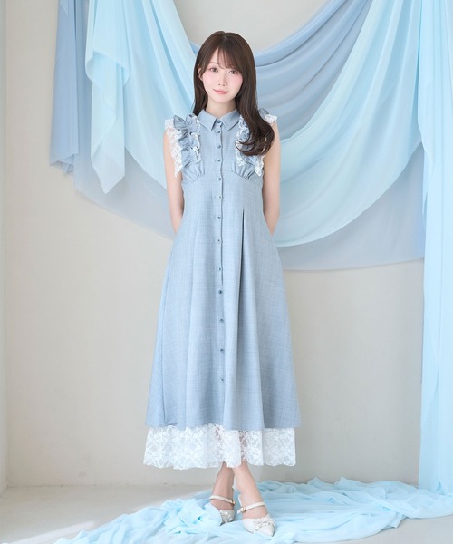 Rose Muse（ロゼミューズ） シャツワンピース Lace layered shirt