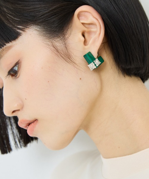 ピアス 「TOGA PULLA/トーガプルラ」Marble motif pierced earrings/マーブルモチーフピアスイヤリング レディースの画像
