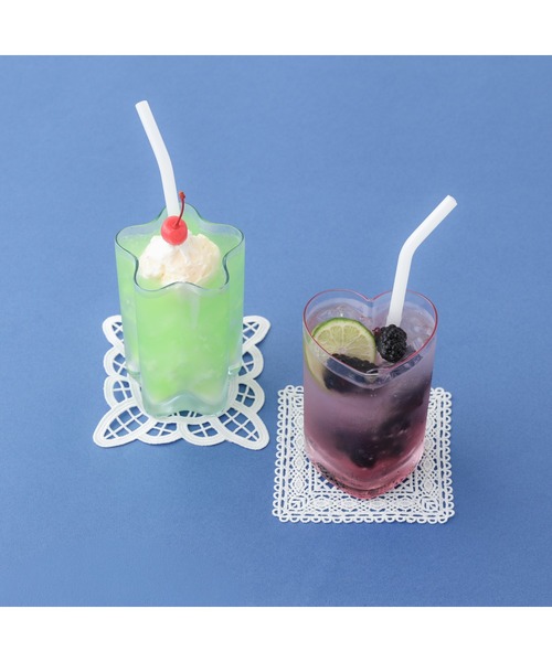 Francfranc（フランフラン） タンブラー ハート ストロー付きガラス