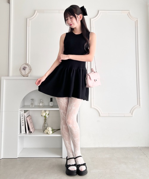 Loueme ワンピース フレアニットノースリーブミニワンピース