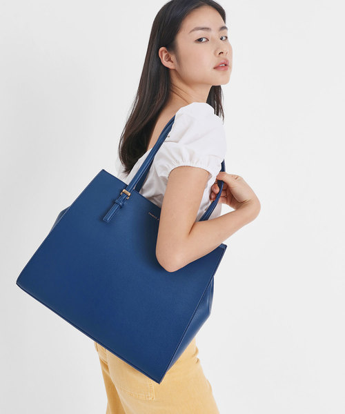 【美品】CHARLES&KEITH トートバッグ CHARLES ＆ KEITH（チャールズ&キース） トートバッグ ダブルハンドル