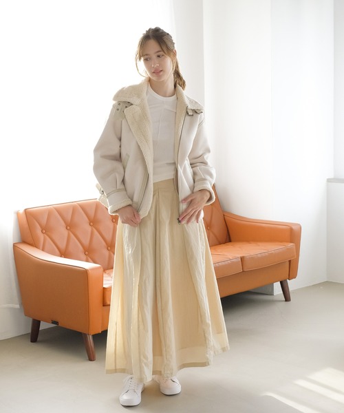 【GUESS 大人かわいい高見え2way ボアコート ムートンコート】ホワイト ムートンコート ボアコート フェイクシープボアフライト
