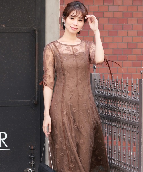 【PourVous】ロング&七分袖フォーマルプリンセスライン結婚式ワンピース PourVous】ロング&七分袖フォーマルプリンセスライン結婚式