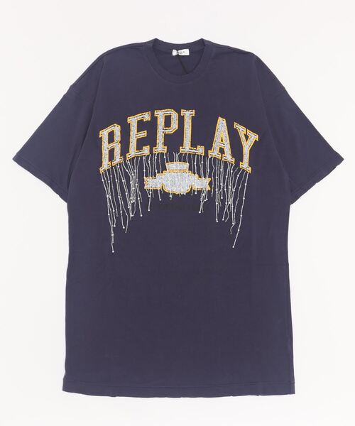 REPLAY（リプレイ） ワンピース コットンジャージーフリンジ付き 
