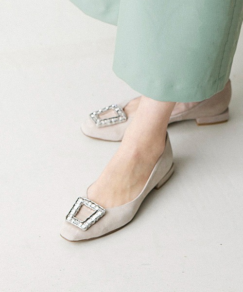 carino パンプス スクエアビジューフラットパンプス : ZOZOTOWN