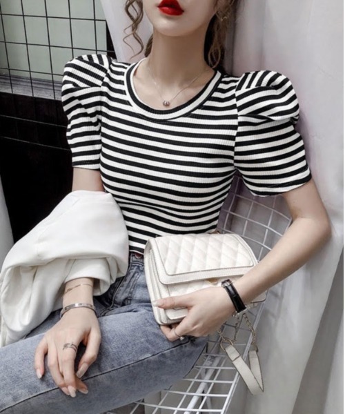 URGE： tシャツ 「URGE：」ボーダー パワーショルダー