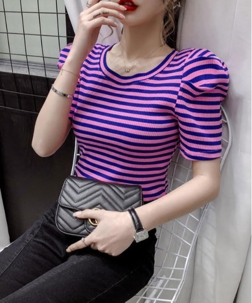 URGE： tシャツ 「URGE：」ボーダー パワーショルダー