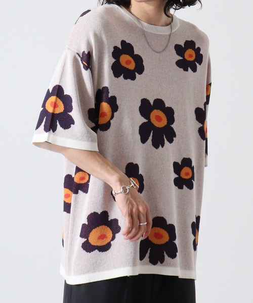 ATELANE（アテレーン） セーター ニット ジャガード総柄ニットTシャツ