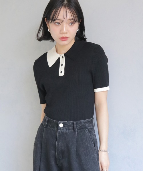 cheriella ニット セーター 「cheriella」配色ポロリブニット