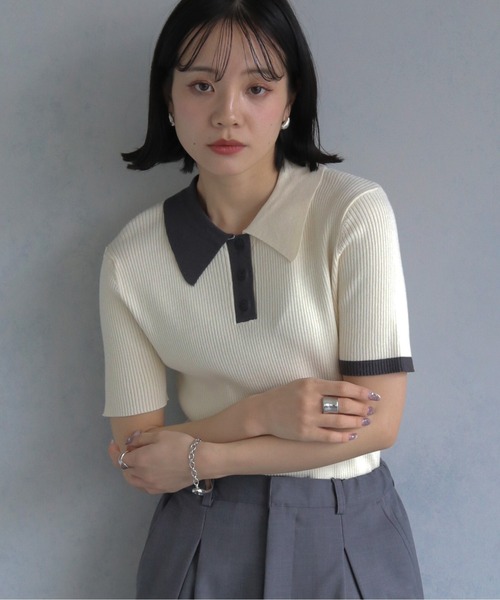 cheriella ニット セーター 「cheriella」配色ポロリブニット