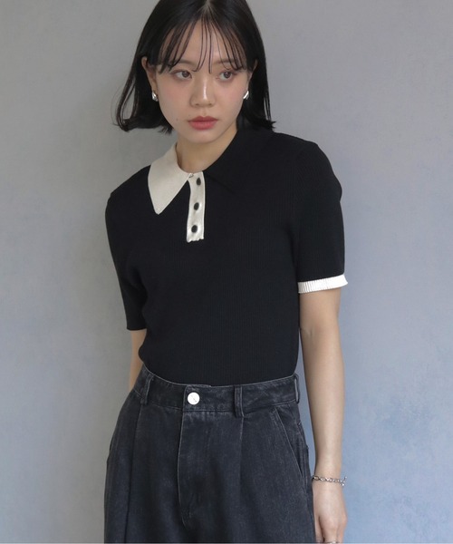 美品 セオリー 22SS ポロニット リブ ネイビー 半袖 美品 セオリー 22SS ポロニット リブ ネイビー 半袖