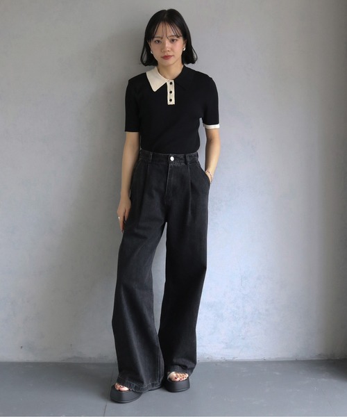 cheriella ニット セーター 「cheriella」配色ポロリブニット