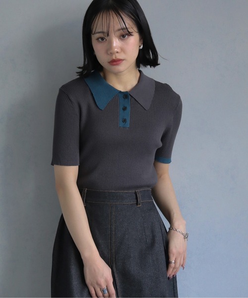 cheriella ニット セーター 「cheriella」配色ポロリブニット