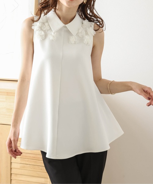 フラワーモチーフTシャツ フラワーモチーフTシャツ(カットソー)｜TOPS（トップス
