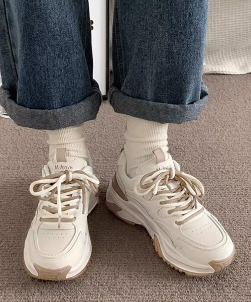 Lace Ladies（レースレディース） スニーカー 配色 レースアップ 厚底