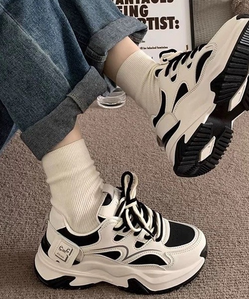 Lace Ladies（レースレディース） スニーカー 配色 レースアップ 厚底