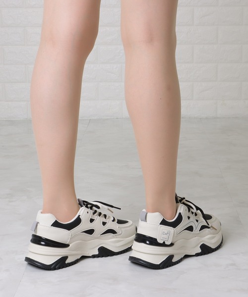 Lace Ladies（レースレディース） スニーカー 配色 レースアップ 厚底