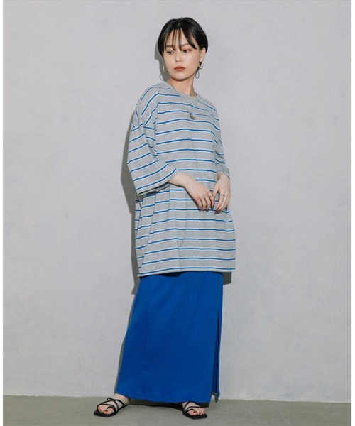 tシャツ border loose tee レディース