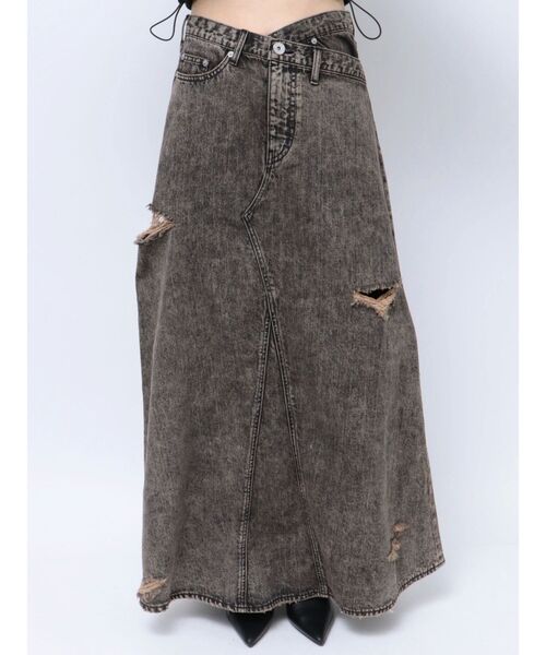 【  Jeans】ジップディテール デニム マキシスカート センターZIPデニムスカート(S ブルー): AND COUTURE｜公式