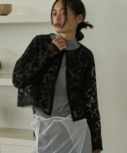 カーディガン EMBROIDERY LACE CARDIGAN レディース