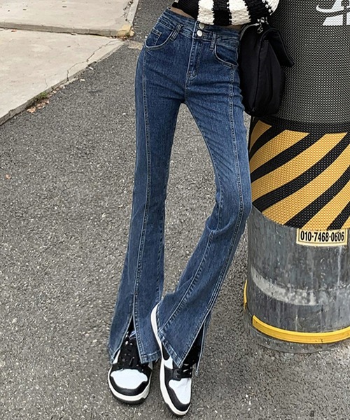 デニム ジーンズ フレアパンツ ストリート 全2色 韓国 m7000 DAY CLOSET ジーンズ デニム デニムパンツ レディース 韓国風